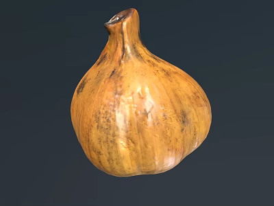 Garlic Shaped Wooden Decorative Carving With Natural Texture And Brown Spots 3d model