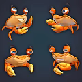 Playful Cartoon Crab Characters With Cute Expressions And Various Poses In 3D Render
