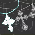 Decorative Cross Pendants Jewelry With Blue Stone Accents And Golden Metal Design