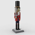 Detailed Building Blocks Nutcracker Soldier In Red Uniform With Black Hat Sword On Gray Base