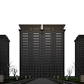 Modern High Rise Residential Building Surrounded by Trees With Blue Sky Exterior Lighting And Balconies
