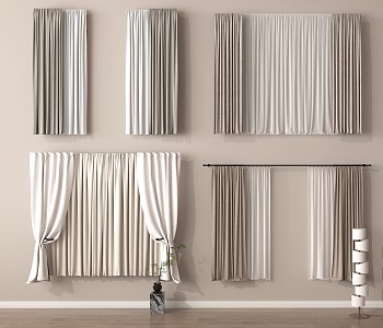 Modern Curtain Pleated Curtain Fabric Gauze Curtain 3d model