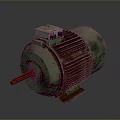 Old Rusty Green Electric Motor Featuring Red Shaft And Top Control Box
