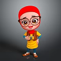 Cartoon Style Game Movie Character With Red Headscarf Glasses Yellow Top And Camera