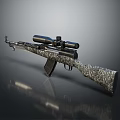 Tactical Sniper Rifle With Camouflage Pattern And High Precision Scope For Shooting 3d model