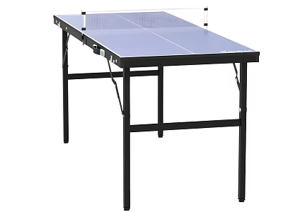 Foldable Ping Pong Table With Black Frame Light Blue Surface And Net 3d model