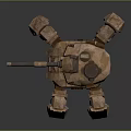 Futuristic Rustic Armored Mech Tank With Quadruped Legs And Cannon Structure