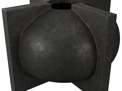 Modern Decorative Black Geometric Vase With Square Frame And Round Body 3d model
