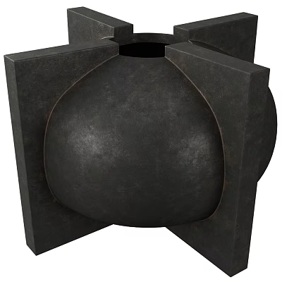 Modern Decorative Black Geometric Vase With Square Frame And Round Body 3d model