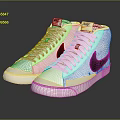 White High Top Nike Sneakers With Black Swoosh Logo And White Laces
