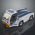 White And Blue CHK Airport Tow Truck With Yellow Black Striped Cab