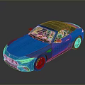 Blue Convertible Sports Car With Sleek Design Black Roof And Wheels