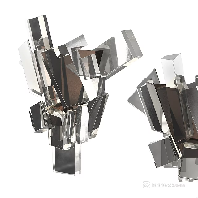 Modern Geometric Wall Lamp With Sculptural Metal Glass Design Elements 3d model 
