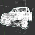 White Pickup Truck With Weathered Front Bumper And Worn Tires On Black Background