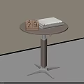 Round Wooden Side Table With Metal Base Calendar And White Book On Top