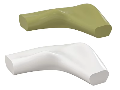 Olive Green And White Irregular Shaped Sofas 3d model