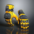 Yellow And Black Protective Gloves With Reinforced Palms And Secure Strap Design