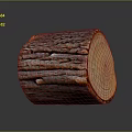 Rustic Wooden Stump With Cross Section Growth Rings And Natural Bark Texture