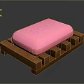 The picture mainly shows a pink soap on a wooden soap dish, with no dining chairs. It's impossible to generate a title with "dining chair" as the main subject based on the picture content. Please confirm the picture information or task requirements.