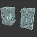 Industrial Metal Structural Components With Cube Shape And Grid Design Details 3d model