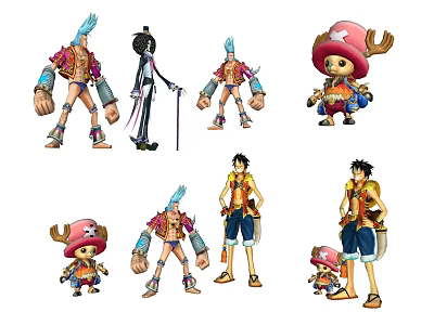 Colorful Anime Character Dolls With Various Outfits Hats And Different Poses 3d model