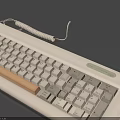 White Wired Keyboard With Wooden Decorative Strip For Daily Living Essentials