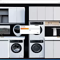 Modern White Bathroom Cabinet Rack With Washing Machine And Storage Design