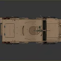 Military Themed Tank With Brown Armor Red Accents And Turret Structure