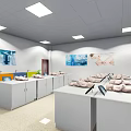 Medical Room Interior With Medical Bed Equipment Blue Walls White Ceiling Lighting And Windows