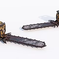 Industrial Chainsaws Yellow And Black With Sturdy Design Worn Chains For Heavy Duty Use