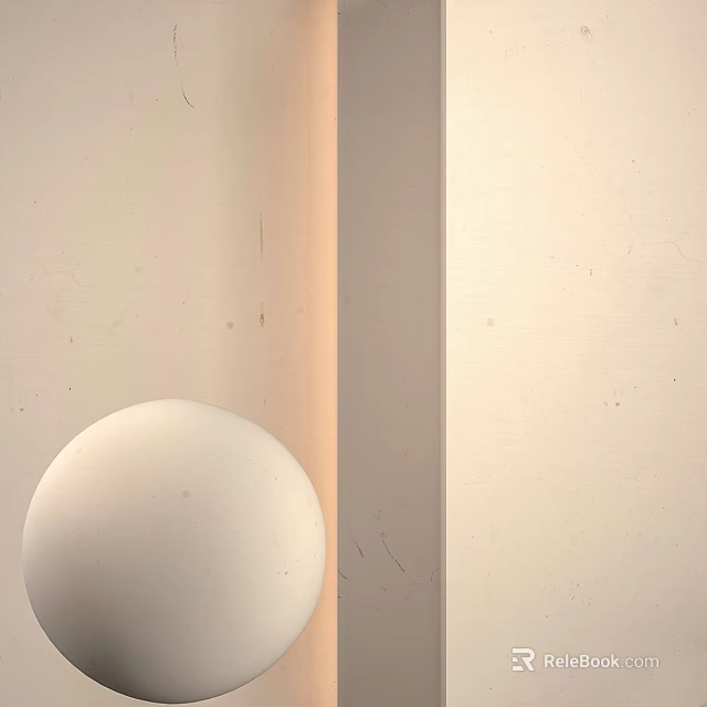 Minimalist White Spherical Component Placed Against Light Colored Textured Wall Background 3d model