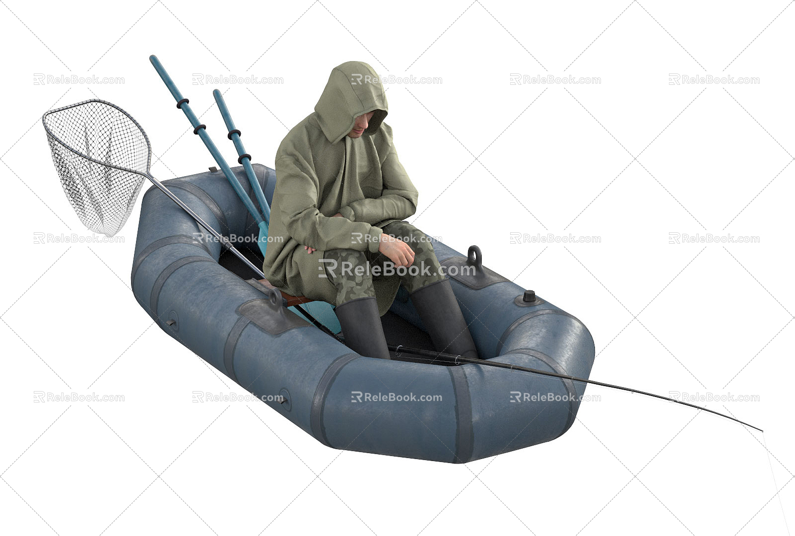 Modern man fishing figure 3d model