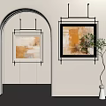 Modern Abstract Paintings with Warm Golden Tones and Framed Wall Art for Home Interior Decor