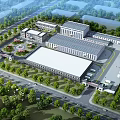 Modern Large Scale Industrial Plant Layout With Office Buildings Greenery And Parking Area