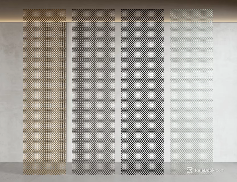 Modern Perforated Screens In Various Colors For Interior Decor With Light Effects 3d model