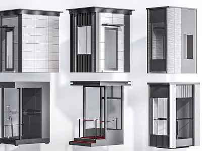 Modern Entrance Door Designs With Glass Panels Metal Frames And Railings 3d model