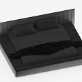 Modern Minimalist Double Bed with White Headboard Soft Pillows and Gray Blanket