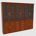 Wooden File Cabinet With Glass Doors Multiple Drawers And Storage Shelves Design