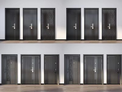 Various Modern Hinged Doors With Different Panel Designs For Home Interior 3d model