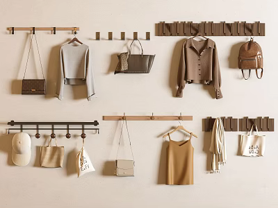 Modern Clothes Hook Wall Hanger Coat Rack Drying Hanger Clothes Hat Bag 3d model
