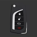 Car Key With Black Case And Buttons For Lock Unlock Trunk Open Red Horn 3d model