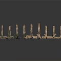 Wooden Scene Components With Various Length Sticks And Small Green Elements