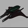 Detailed Streamline Aerospace Spacecraft Design Model With Green Purple Wings And Thrusters