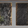 Stone Texture Background Wall With Dark Gray Golden Accent And Potted Plant For Interior Design