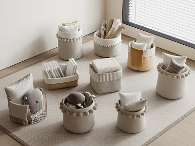 Modern Storage Basket Pillow Frame Pillow Children's Doll 3d model