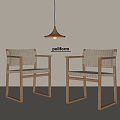 Modern poliform Dining Chair Solid Wood Dining Chair Single Chair Rattan Dining Chair 3d model