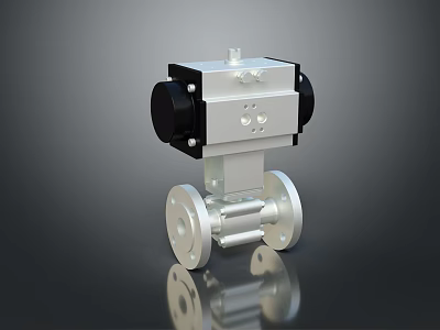 Industrial Mechanical Valve With White Metal Body Black Side Components And Flange Base 3d model