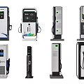 Modern Electric Vehicle Charging Stations With Various Designs And Functional Features 3d model