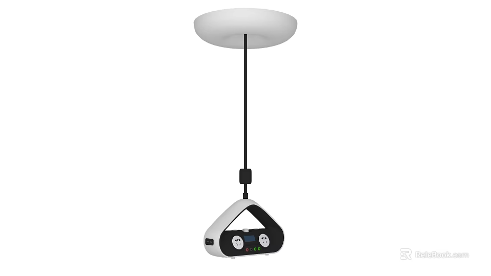 Ceiling Mounted Office Appliance With Triangular Design Black Pole And Control Buttons 3d model