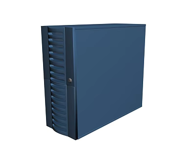 Blue Modern Computer Case With Ventilation Holes And Secure Lock Design 3d model